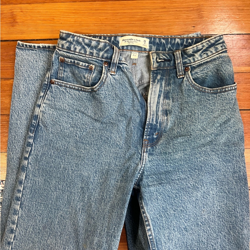 Abercrombie Blue Denim Jeans curve love high rise 90s